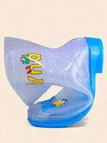Nuevas botas de lluvia azules para niños, impermeables para niños y niñas, elegantes y transparentes, con un lindo diseño de dinosaurio de dibujos animados, suela blanda, zapatos de agua adecuados para caminar en exteriores, ideales para excursiones escolares en días lluviosos