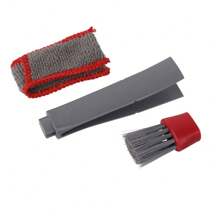 Cepillo de limpieza de 6.3 pulgadas de largo x 3 pulgadas de ancho x 0.78 pulgadas de grosor para el conducto de aire acondicionado del automóvil, herramienta de limpieza del interior, cepillo de cerdas suaves para lavar el automóvil, cepillo para eliminar el polvo de las rejillas. Color: rojo y gris, 1 pieza