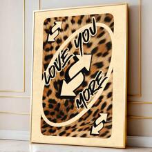 1PC Unframed Love You More Leopard Retro Art Poster Aesthetic Room Dopamine Decor Funky Painting Canvas Print Minimalist Fashion Wall Picture For Dorm, Apartment, Living Room, Bedroom, Modern Home Decoration