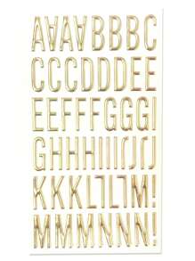 1pc 3D Metallic Embossed Letter Stickers, English Alphabet Stickers For Scrapbooking, Crafts, Journals - Gold - View 11