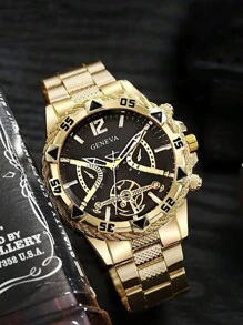 Relógio de pulso de quartzo masculino, mostrador grande, relógio analógico de quartzo luxuoso e elegante para homens