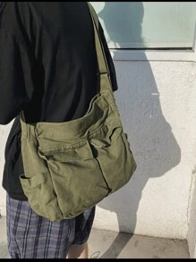 Bolsa Vintage Feminina de Lona, Bolsa de Ombro Casual para Adolescentes, Bolsa Mensageira, Bolsa Feminina Casual Transversal