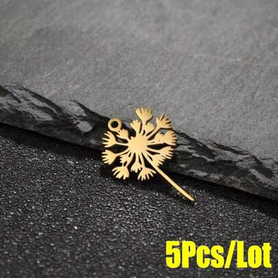 5pcs Stainless Steel Dandelion Pendants, Can Be Used For Necklaces, Bracelets, Key Rings, Bags, Accessories, Suitable For Women's Daily Decorative Gifts