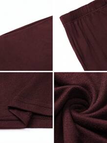 Vaiaye Women's 2-Piece Casual Elegant Solid Color Asymmetrical Hem Shaping Top, Suitable For Valentine's Day And Carnival, Paired With Solid Color Straight Pants, Suitable For Daily Wear, Holiday And Beach Vacation. - Burgundy - View 12