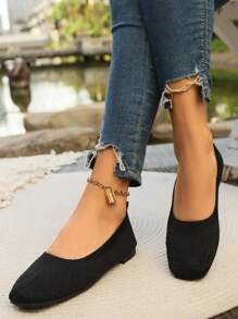 Eleganti mocassini slip-on piatti per adolescenti e ragazze, punta affusolata, realizzati in materiale lavorato a maglia traspirante, comodi
