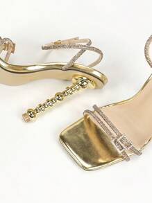 Elegant High Heel Sandals For Women, Delicate Gold Fairy Style, Summer Outdoor Wear, 2025 New Arrival