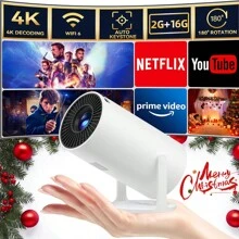 Christmas HD 4K Projector WiFi6 Connect Your Smart Screen Tablet And Computer 130 Inch Projection Display 180° Rotation - Portable Home Theater For Movies, Games And Entertainment. - 查看 10
