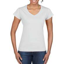 Gildan Ladies Soft Style Short Sleeve VNeck TShirt (White) - 100% Cotton - White - View 4