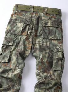 AKARMY Men's Casual Cargo Pants Camo Pants 280g  Pants / 1 Pcs Pants / 100% Cotton Combat Pants With 8 Pockets(No Belt) - 軍綠色 - 查看 4