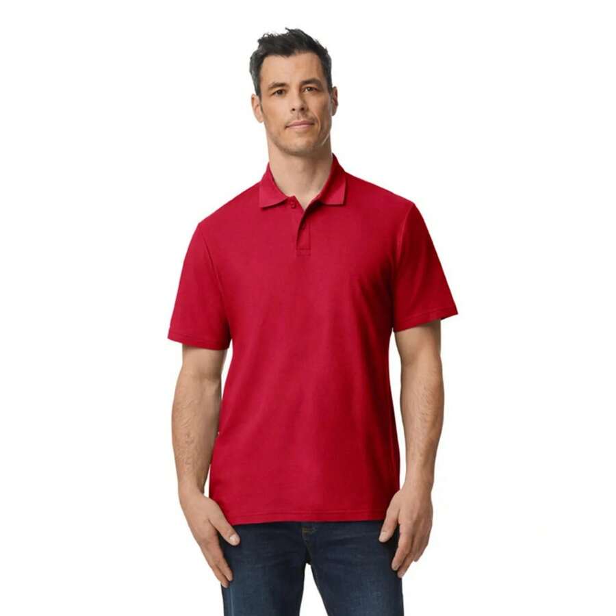Gildan Mens Softstyle Pique Polo Shirt (Cherry Red) - 177gsm 100% Ringspun Cotton - 紅色 - 查看 1