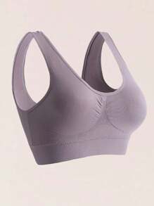 1 pièce Soutien-gorge de sport grande taille, coussinets amovibles, ultra-fin, sans coutures, convenant aux personnes en surpoids et obèses