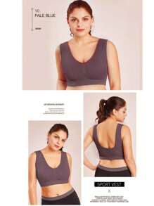 1 pièce Soutien-gorge de sport grande taille, coussinets amovibles, ultra-fin, sans coutures, convenant aux personnes en surpoids et obèses