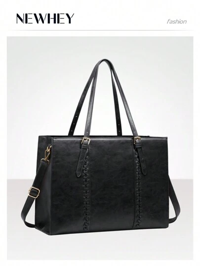 NEWHEY 女士笔记本电脑包 15.6 英寸皮革防水电脑工作包大号笔记本电脑手提包专业商务办公公文包女士轻便单肩手提包