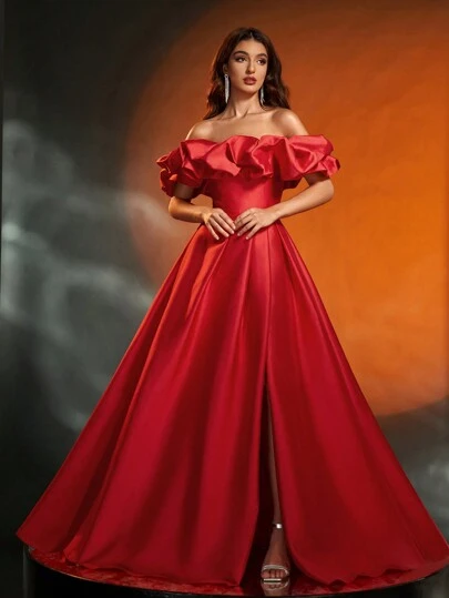 Vestido de noche largo Maxi para mujer de Anymoon con busto fruncido y dobladillo acampanado, vestido de graduación y fiesta formal elegante para invitadas de boda, cena y eventos
