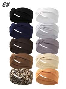 Bộ 10 băng đô cài tóc nữ màu trơn thêu chữ thập, phụ kiện tóc thời trang, băng đô turban thường ngày, băng thấm mồ hôi, băng đô mùa thu đông cho trang phục đi nghỉ mát, khăn choàng thanh lịch cho nữ, khăn bandana mềm mại cho trang phục mùa hè. - Nhiều màu - Xem 20