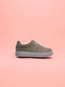 tenis zapato para mujer con piedras brillosas, suela antideslizante, con agujetas al color, cómodos y a la moda  zapatos fashionistas, casuales y confiables - Dorado - Ver 3