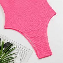 2023 European And American Style Special Fabric Ruched Candy Color One Piece Swimsuit For Women Summer - Hot Pink - View 5