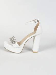 秋冬季女士高跟厚底坡跟凉鞋，镶钻设计，防水厚底，适合时装秀、钢管舞、舞台表演等场合。