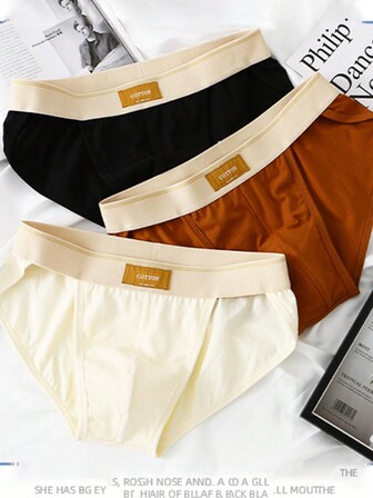 Set de 3 calzoncillos tipo bóxer sencillos de ajuste relajado para hombre, ropa interior masculina talla grande