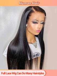 直发全蕾丝假发真人发真人发全蕾丝假发真人发高清透明蕾丝真人发假发 150 密度 12A 预拔结任意部分透气全蕾丝假发 12 英寸 - 自然色&黑色系 - 查看 1