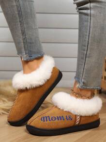 Women's Plush Slippers, Slippers, Gift For Girlfriend, Gift For Her, Creative Wedding Gift, Gift For Mom, Gift For Sister, Gift For Women, Personalized Slippers, Custom Slippers, Women's Slippers, Letter Slippers, Gift For Her, Secret Christmas Gift, Christmas Gift For Her - Black - View 7