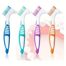 2-Sided Denture Brush, Portable Double-Sided Toothbrush Design For Dental Care - Green - View 1