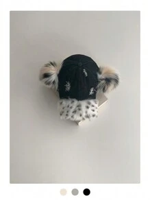 1 pieza Gorra de visera con letra "Yy" bordada, suave y esponjosa, sombrero de béisbol de pana con orejeras para mujer, moda urbana de otoño e invierno, accesorio casual para cubrir las orejas