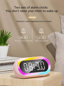 RGB Stylish Bluetooth Alarm Clock, Full-Range High-Volume Speaker, HD LED Display, Long Battery Life Smart Alarm Clock - White - View 2