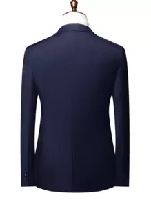 Áo khoác vest nam màu trơn 2 nút, thời trang, vest nhỏ cho trang phục công sở trung niên, mùa thu - Màu xanh hải quân - Xem 2