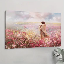 1pc Framed Canvas Poster, Jesus Lamb Wall Art Canvas Paintings, Ideal Gift For Bedroom Living Room Corridor, Wall Art, Room Decoration - 彩色 - 查看 1