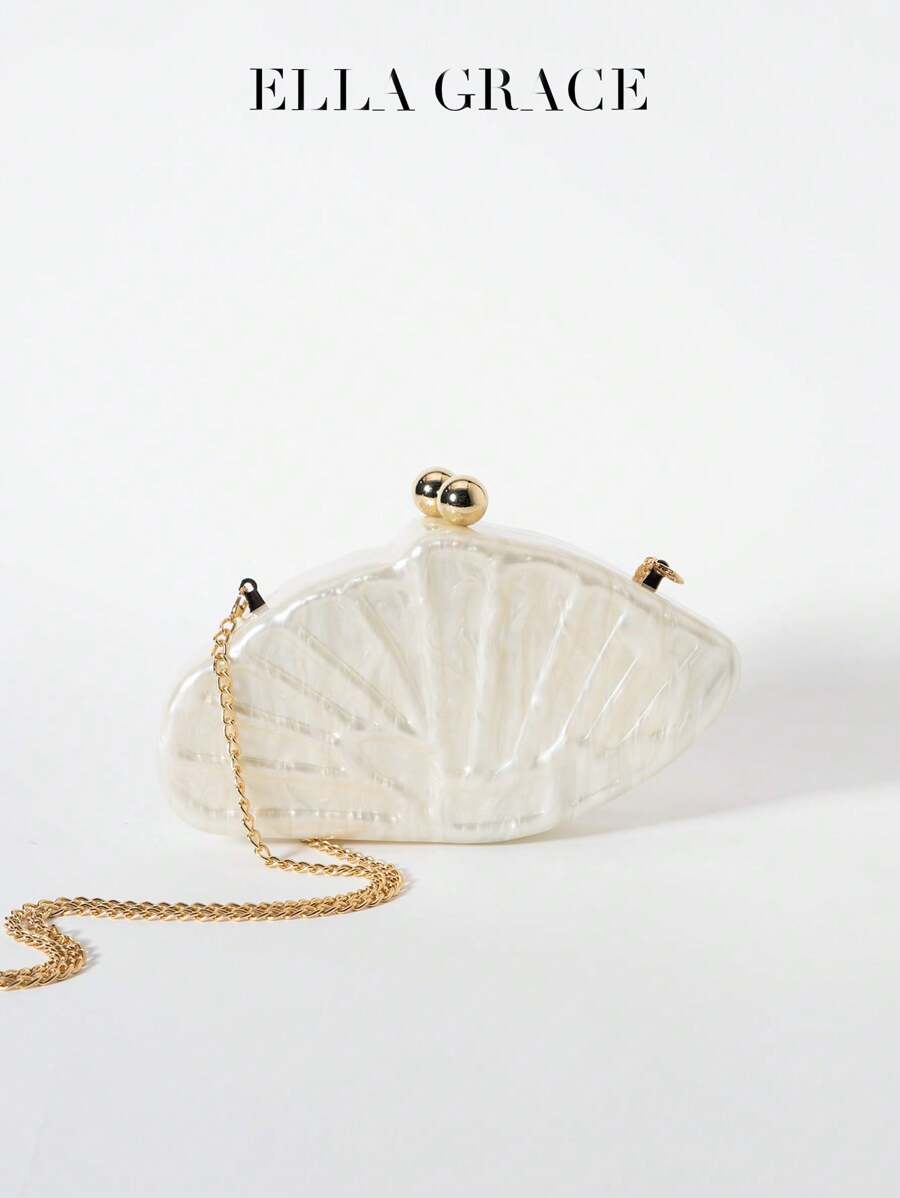 Túi cầm tay Acrylic hình vỏ sò màu hồng ngà cho nữ - Hoàn hảo cho đám cưới, tiệc tối, ngày lễ tình nhân, tiệc cuối năm, tiệc chiêu đãi và những dịp đặc biệt, món quà chu đáo cho cô ấy