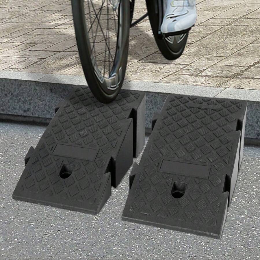 HaroldDol 2 Stück Laderampen, Autowerkstatt-Rampen, Tragbare, Rutschfeste Kunststoff-Laderampe Schwarze Kunststoff Rampe 19CM - 1 - Übersicht 1