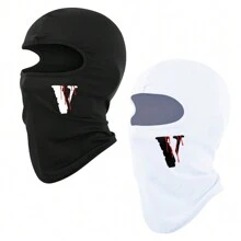 6 pièces/2 pièces/1 pièce Masque de ski avec imprimé lettre V, cagoule, masque facial pour hommes et femmes, protection UV, coupe-vent, écharpe pour snowboard, moto
