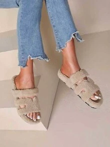 Claquette D'hiver En Moumoute Tendance 倒酒 - 卡其色 - 查看 1