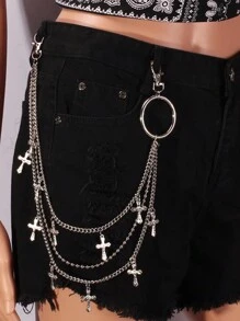 Men's And Women's Waist Accessories Hip Hop Punk Metal Rivets Stage Show Multi-Layer Waist Chain Dress Up Jeans Accessories Suitable For Teen Summer Casual Outdoor Athletic Or Vacation Travel Or Graduation Gifts Or Birthday Dress Accessories Or Daily Wear
