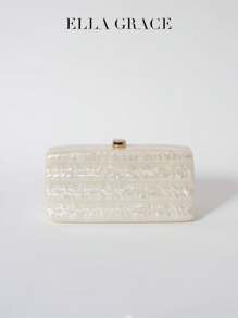 闪亮方形亚克力晚宴包，乳白色和粉红色 - 适合婚礼派对、情人节、年终派对和庆祝宴会等正式场合。贴心的情人节、年终派对和庆祝宴会礼物。送礼的理想礼物