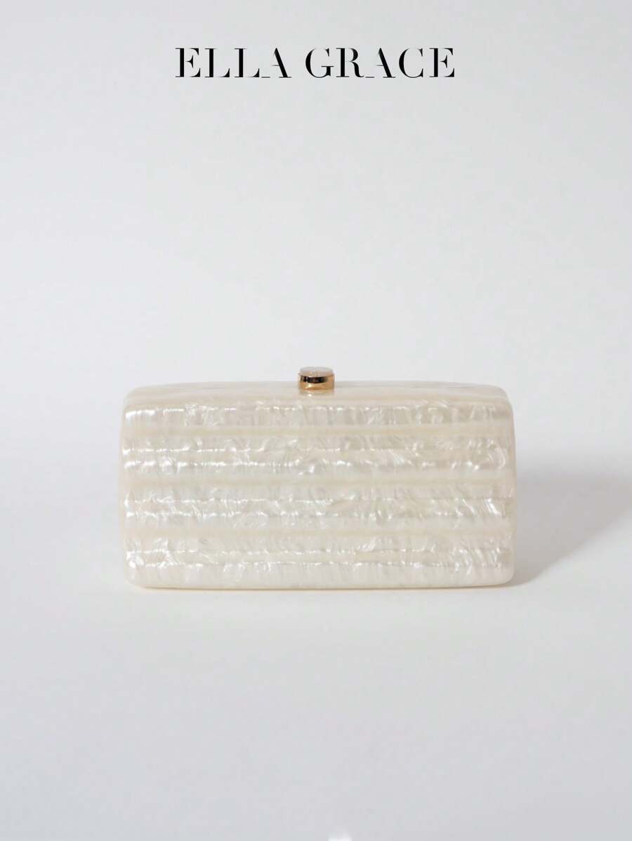 闪亮方形亚克力晚宴包，乳白色和粉红色 - 适合婚礼派对、情人节、年终派对和庆祝宴会等正式场合。贴心的情人节、年终派对和庆祝宴会礼物。送礼的理想礼物