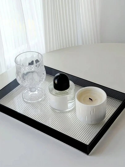 1 件透明浴室托盘，浴室储物托盘，PET，水波纹，梳妆台托盘，马桶水箱托盘，用于化妆品存储的浴室托盘，梳妆台和桌面存储，瓶子和茶杯架，- 适用于香水、护肤品、美容工具、多种产品存储、家庭和房间装饰、易于清洁的设计浴室配件