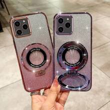 Compatible With IPhone 16e Galaxy S22/S23/S24/S25, A04/05/06/A14/A15/A16/A24/A25/A34, Redmi Note 7/8/9/10/11/12/13, Redmi 9/10/12/13C, OPPO, MOTO, Honor, HW, Realme, Reno 7 Phone Case Luxury With Stand Glitter Paper Phone Case Stand Protective Case