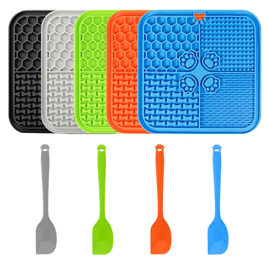 2pcs Lick Mat + Scraper For Dogs, Dog Lick Mat With Suction Cups, Dog Food Mat And Slow Feeder Cat Bowl For Dog Anxiety Relief, Dog Enrichment Toys For Dog Bathing Station