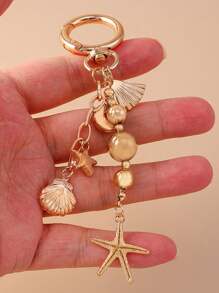 1 件全新创意海星钥匙扣时尚串珠和心形钥匙圈背包饰品情人节 - 彩色 - 查看 5