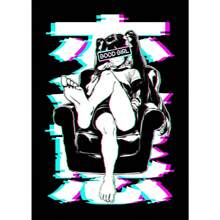 1pc Anime Manga Glitched Sad Girl Anime Vintage Glitch Glitched Catgirl Canvas Printing Home Room Wall Art Decoration Painting No Frame