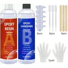 1:1 AB Clear Epoxy Resin Kit, 500/200/100ml Epoxy Resin Glue High Adhesives Sealers Crystal Clear Hardener,DIY Jewelry Making,Coatings,Wood,Resin Molds,Artisans And Beginner's Choice - Many - View 11