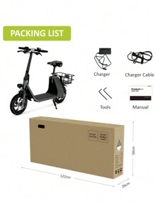 WIND HORSE Electric Scooter With Seat For Adults, 12.5" Electric Scooter Adults 15.5 MPH 20 Miles Range 680W Peak Motor, Dual Disc Brake, Wider Deck, Adjustable Seat, E Scooter With Basket For Commuter Black
