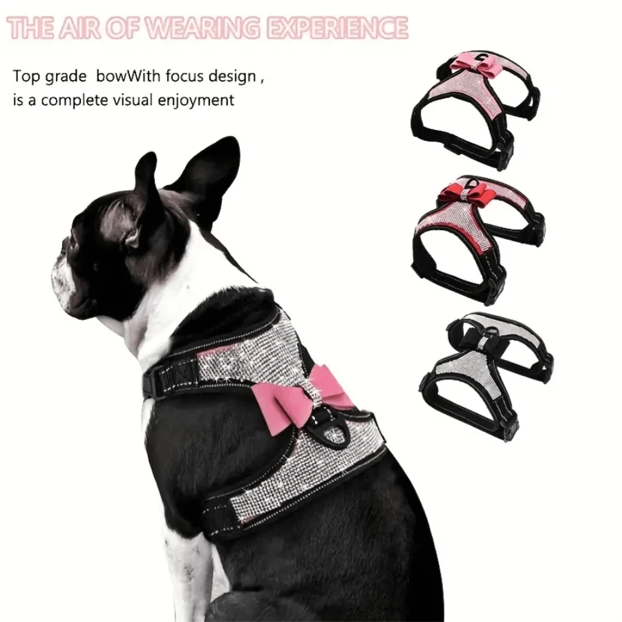 Glitter Rhinestone Dog Harness, Reflective Escape-Proof Dog Harness Suitable For Small, Medium And Large Dogs - Multicolor - View 1