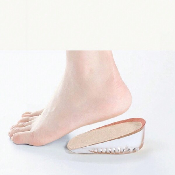 1 Pair Transparent Silicone Invisible Height Increasing Insoles, Honeycomb Shock Absorption Half Insoles For Sports Shoes And Casual Shoes
