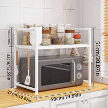 1pc Multi-Purpose Floor Standing Storage Rack With Handles And Hooks - Sturdy Plastic/Metal, Adjustable Shelves, Suitable For Microwave, Oven And Accessories Storage - Perfect For Countertops, Bedroom And Bathroom Essentials