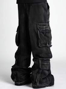 1 Quần Jeans Nam Màu Xám Đậm Nhiều Túi Thiết Kế Chi Tiết - Màu xám đen - Xem 4