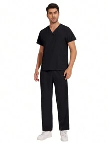 Conjunto de uniformes de hombre tipo pijama médico para trabajo de laboratorio, clínica dental, hospital, doctor, con Top de cuello en V, uniformes de farmacia y enfermería de moda