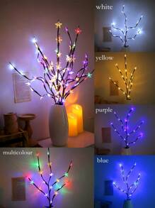 1 pieza Luces en forma de rama multicolor moradas, azules, amarillas y blancas, luces en forma de luna, luces simuladas de rama, luces de decoración de macetas, luces de ambiente, luces de decoración de habitaciones, luces de ambiente de alféizar, regalos de fiesta y vacaciones, guirnaldas de luces de colores, guirnaldas de luces como regalo de vacaciones para padres, abuelos, novias y novios - Multicolor - Ver 7